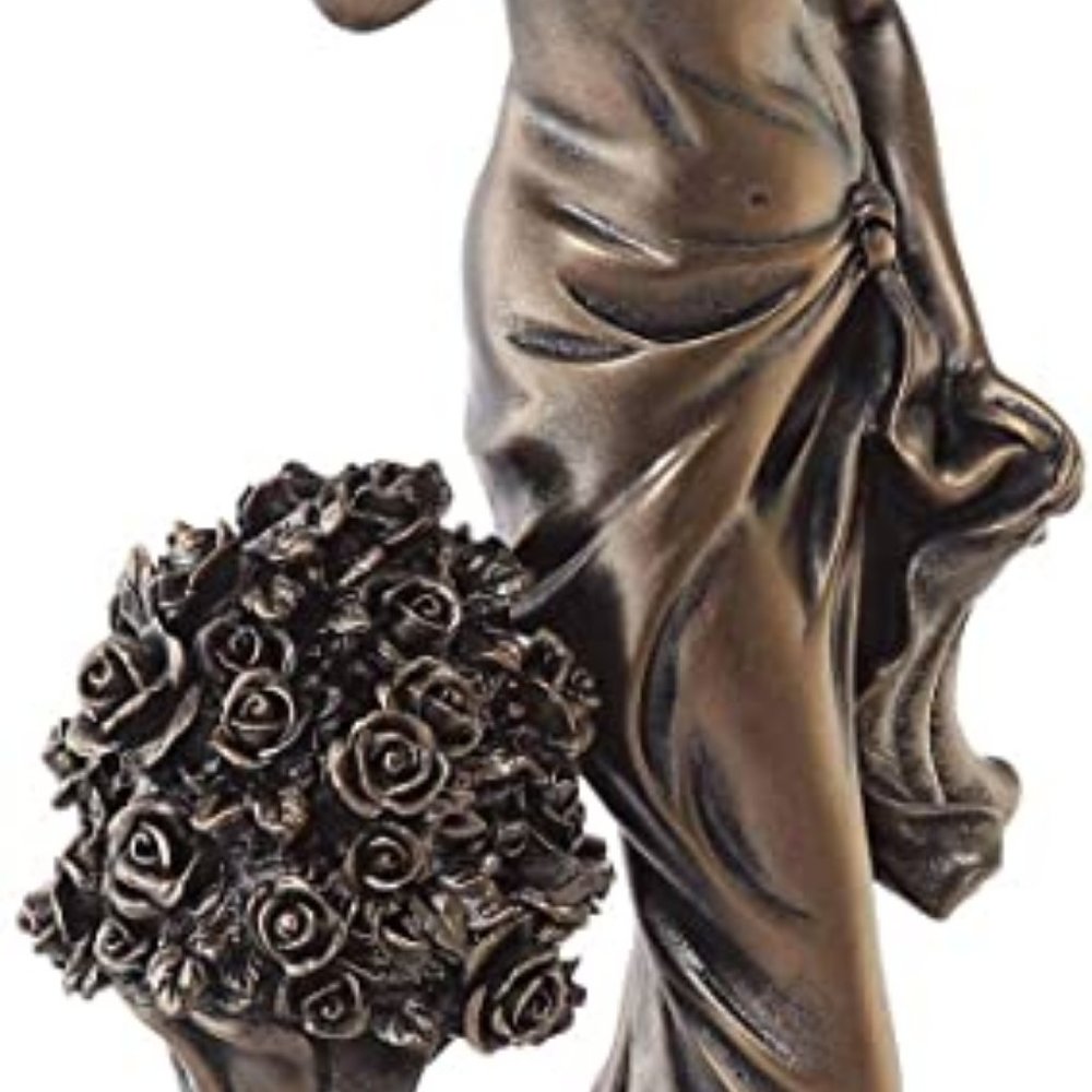 HP STATUE OF LADY WITH PARAS0L & TALL VASE WITH ROSES - Picture 14 of 16